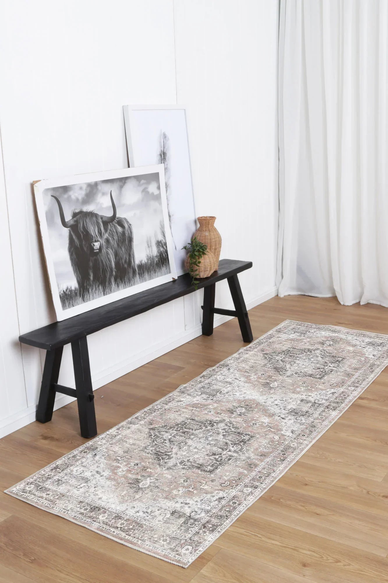 Distressed Vintage Cezanne Blush Area Runner - VITAL 3082-11