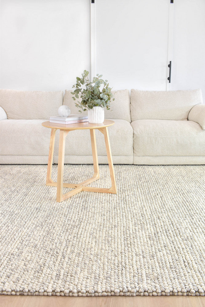 PEBBLES SILVER MIST HAND WOVEN WOOL FLOOR RUG