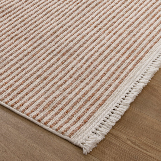 Berno Pink Ivory Loop Stripes Rug - B002