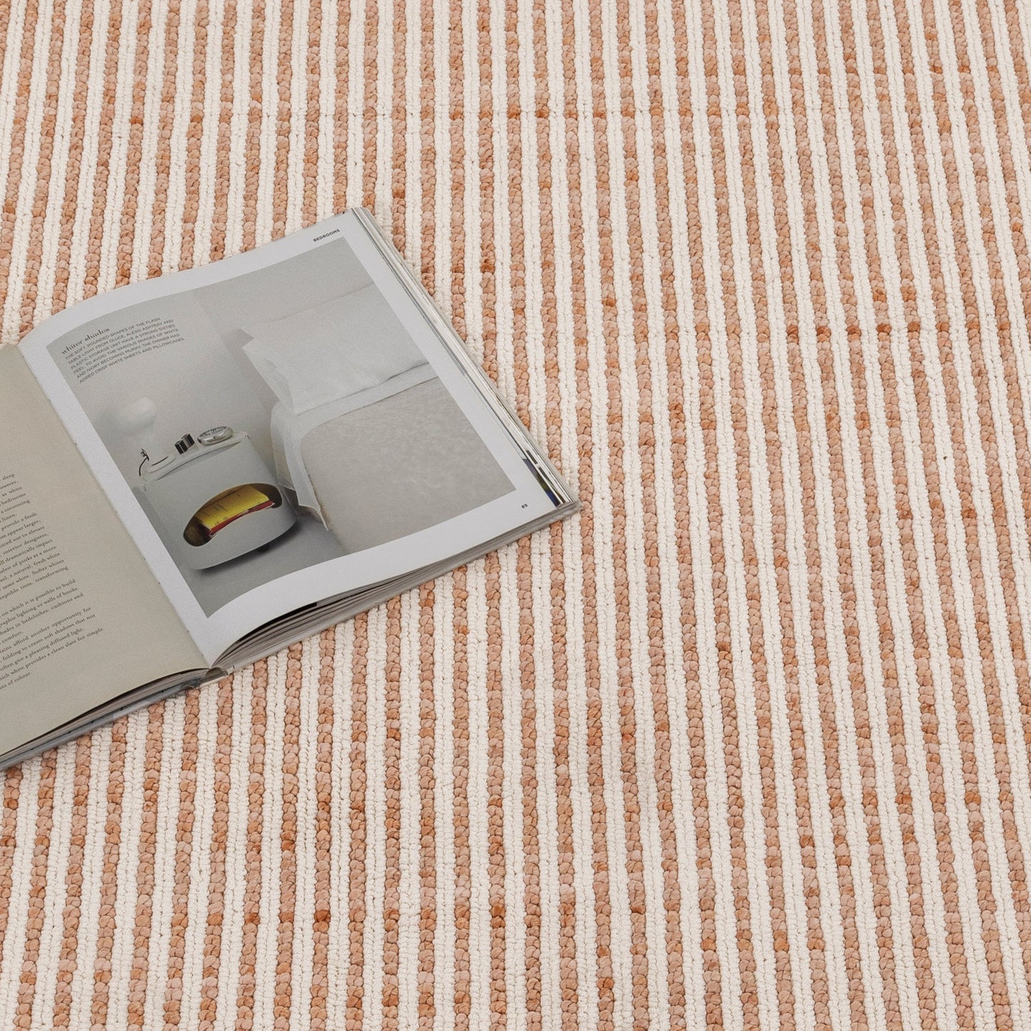 Berno Pink Ivory Loop Stripes Rug - B002