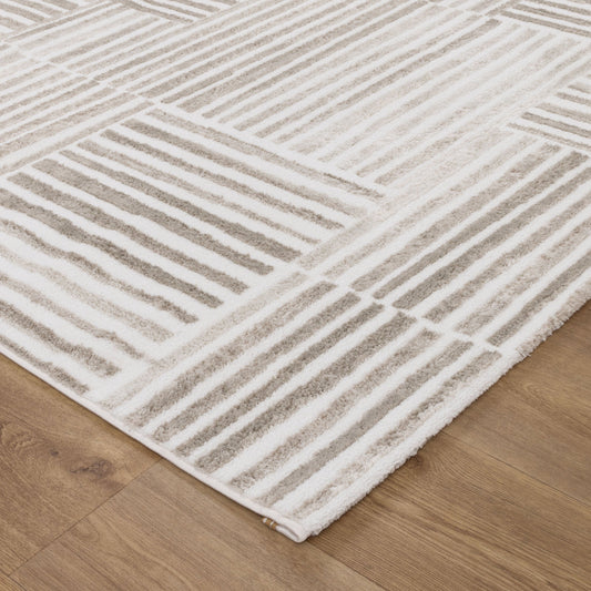Wellington Geometric Lines Beige Rug - W003