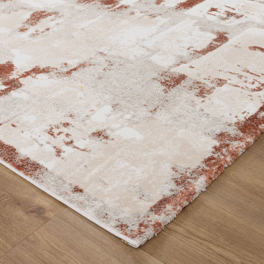 Wellington Abstract Wash Rust Rug - W010