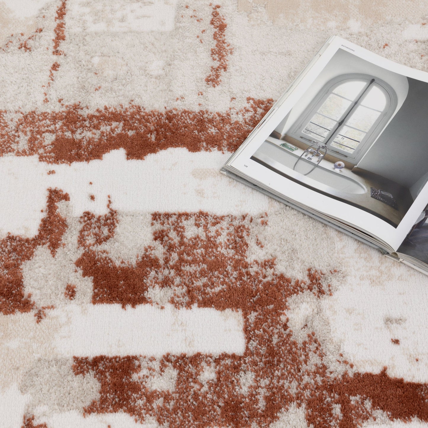 Wellington Abstract Wash Rust Rug - W010