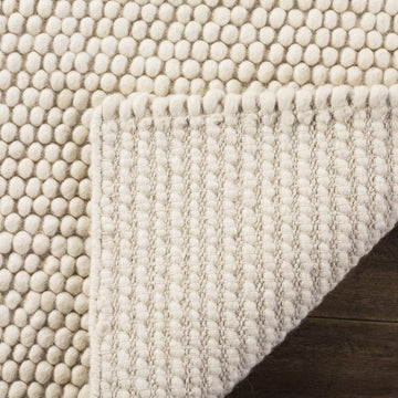 Pebbles White Hand Woven Wool Floor Rug