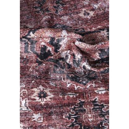 Distressed Vintage Cezanne Terracotta Round Rug - VITAL 2244-01