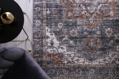 Distressed Vintage Cezanne Rabbit Gray Inca Gold Area Rug - VITAL 2244-04