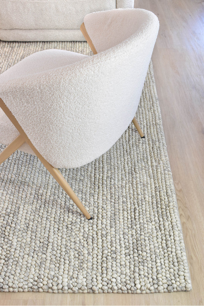 PEBBLES SILVER MIST HAND WOVEN WOOL FLOOR RUG