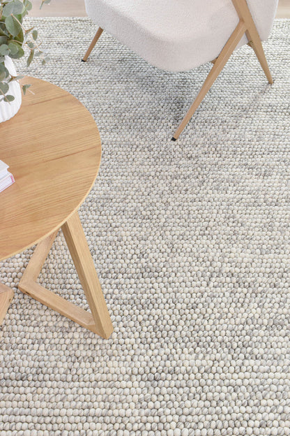 PEBBLES SILVER MIST HAND WOVEN WOOL FLOOR RUG