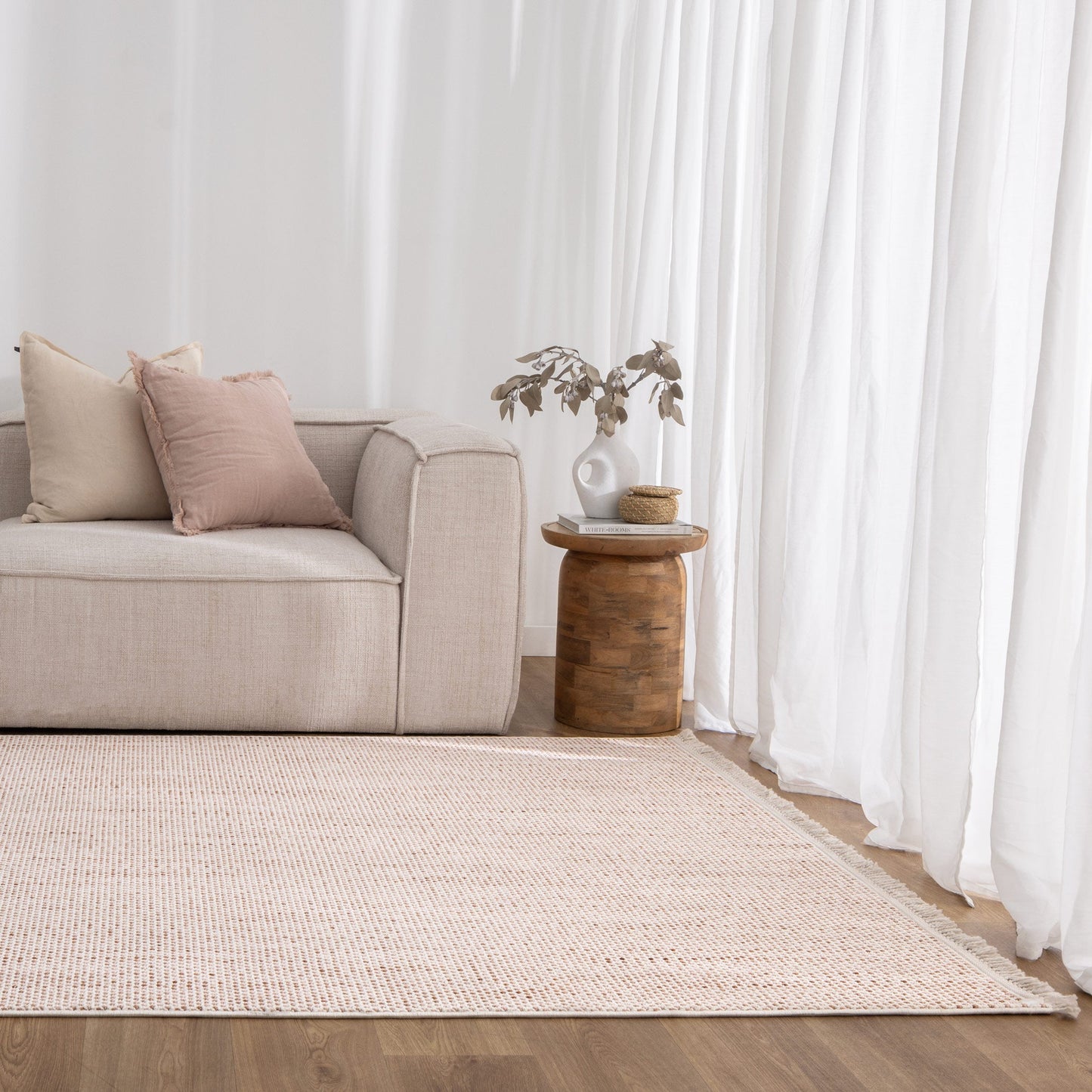 Berno Ivory Pink Loop Rug - B003