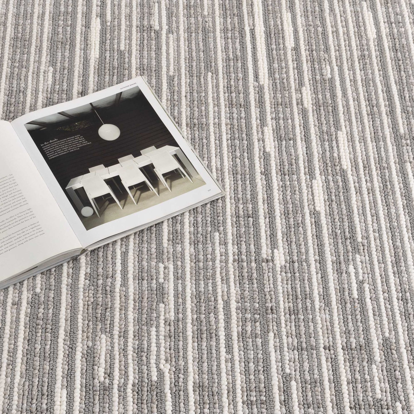 Berno Silver Ivory Loop Lines Rug - B006