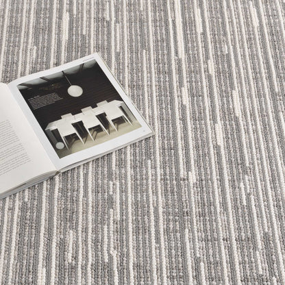 Berno Silver Ivory Loop Lines Rug - B006