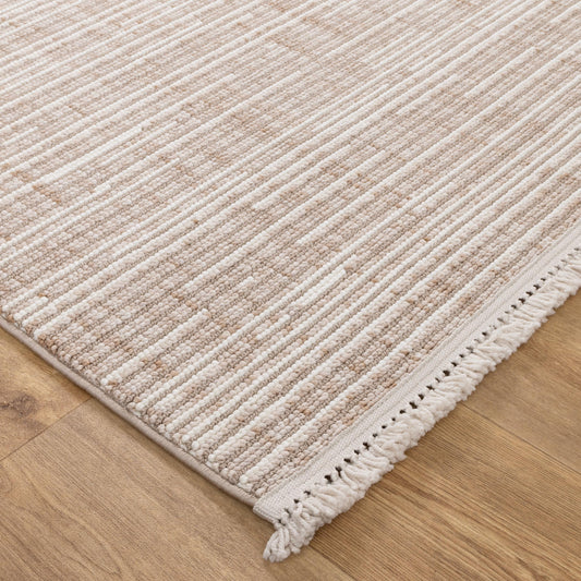 Berno Beige Ivory Loop Lines Rug - B007