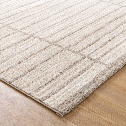 Clara Distressed Thick Lines Beige Grey Rug - C107