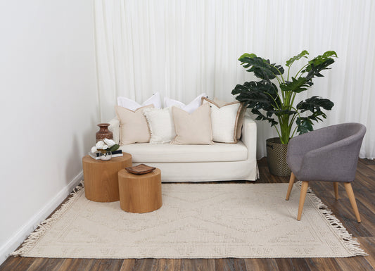 Diego Ornamental Beige Wool Rug - DIEG03