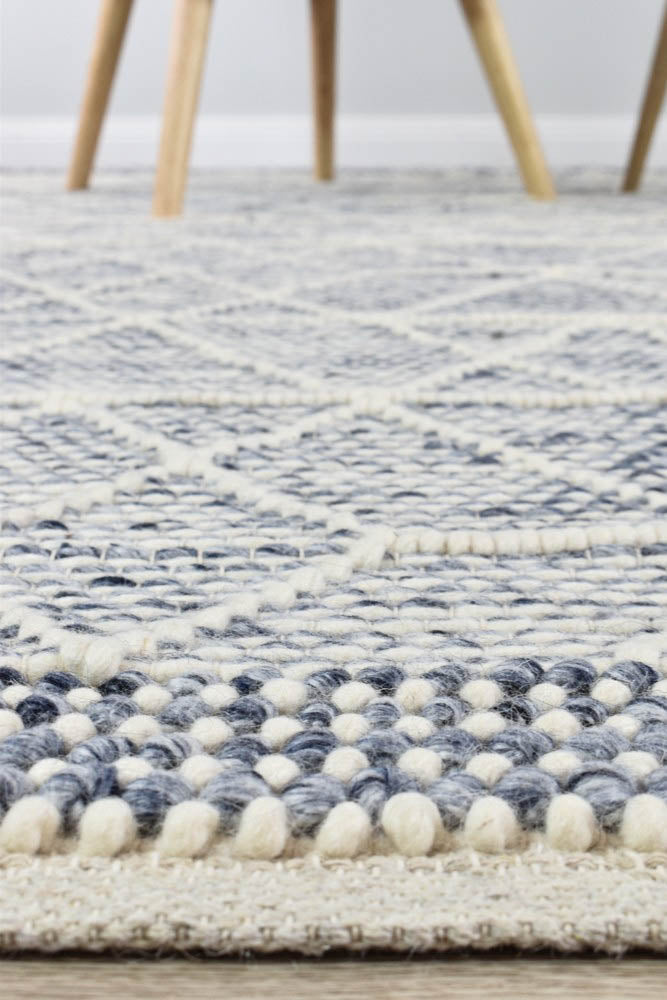 Albona Blue White Wool Rug