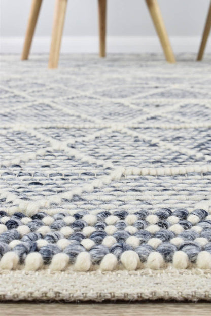 Albona Blue White Wool Rug
