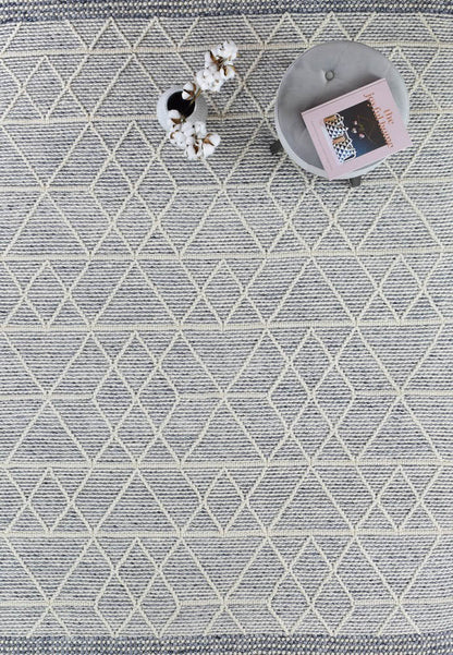 Albona Blue White Wool Rug
