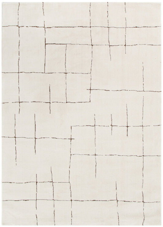 Mila Abstract Lines Brown Cream Rug - MIL10