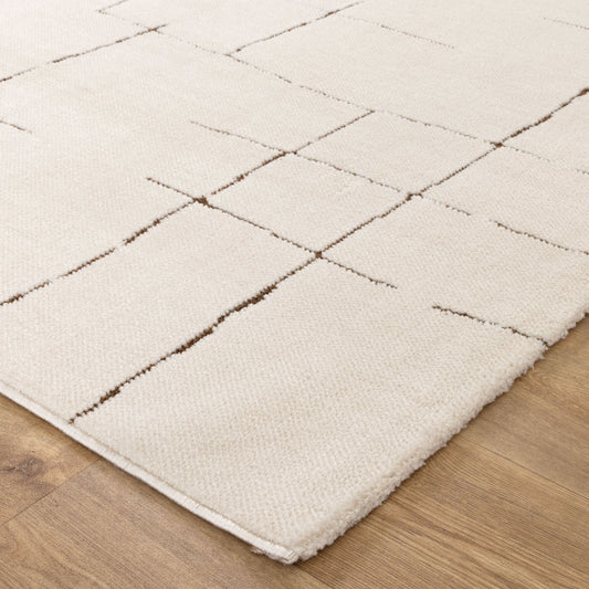 Mila Abstract Lines Brown Cream Rug - MIL10