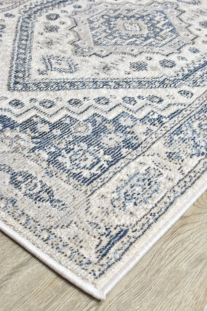 Medina Cream Blue Runner Rug A161A