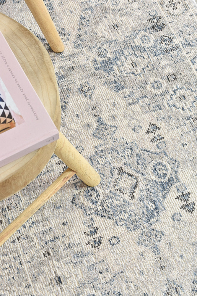 Medina Blue L.Grey Runner Rug 0320C