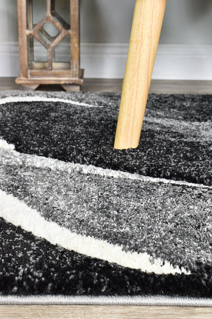 Dahlia 37 Dark Grey White Rug