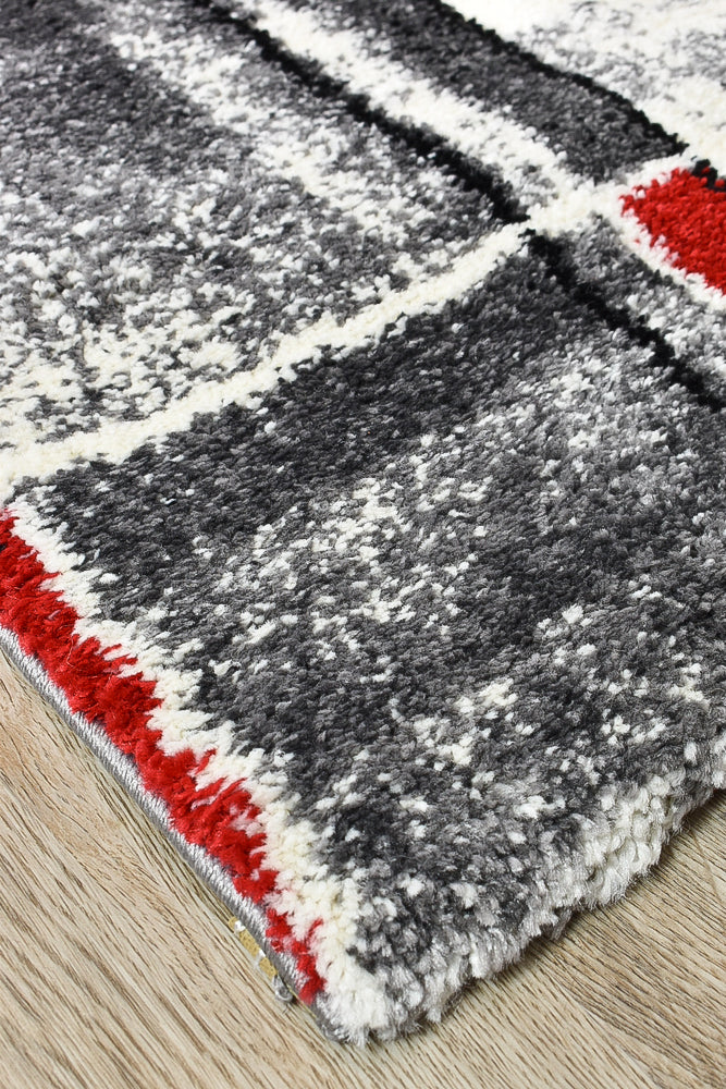 Dahlia 297 Dark Grey Red Rug