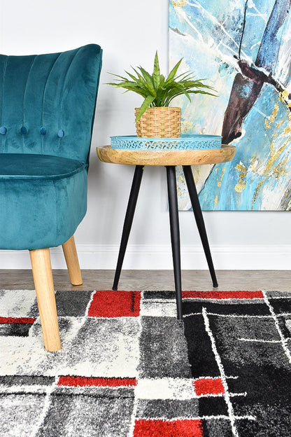 Dahlia 297 Dark Grey Red Rug