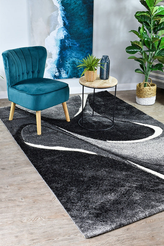 Dahlia 37 Dark Grey White Rug