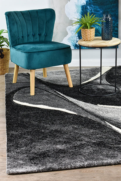 Dahlia 37 Dark Grey White Rug