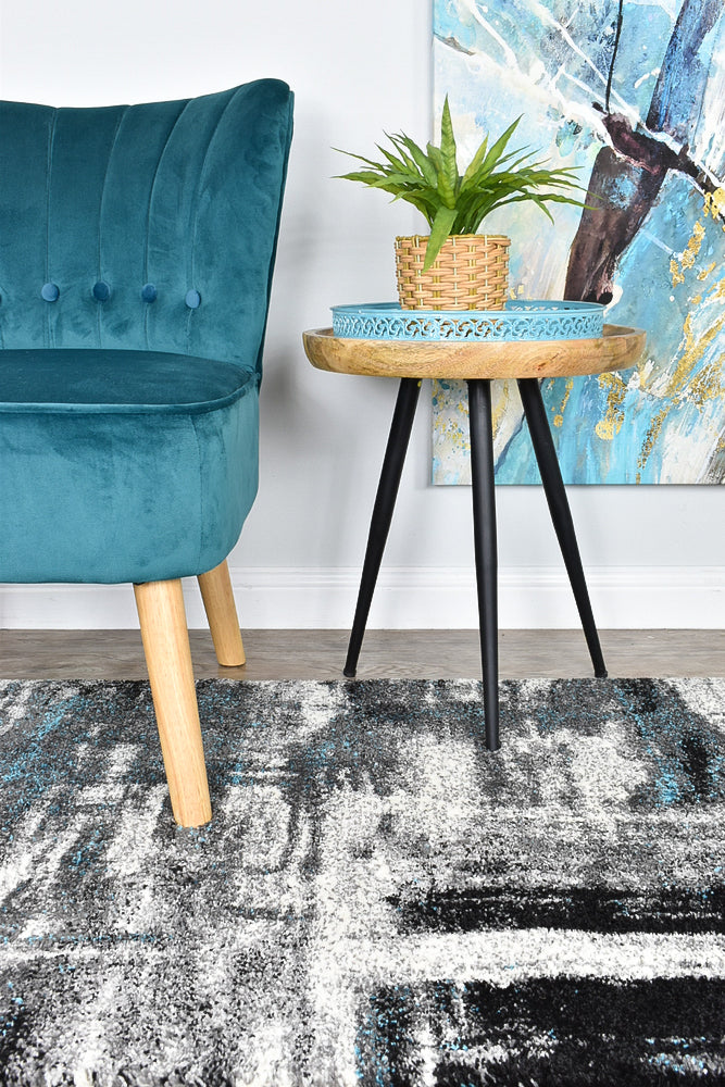 Dahlia 347 Light Grey Turquoise Runner