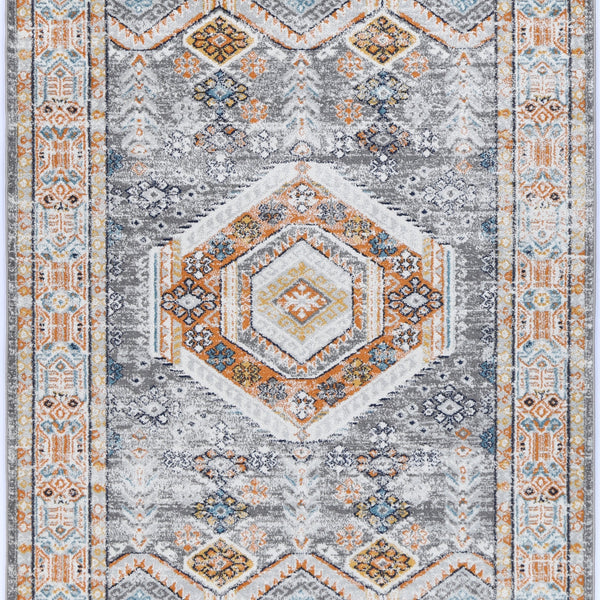 Provence Zaida Traditional Grey & Terracotta Rug - PROV12