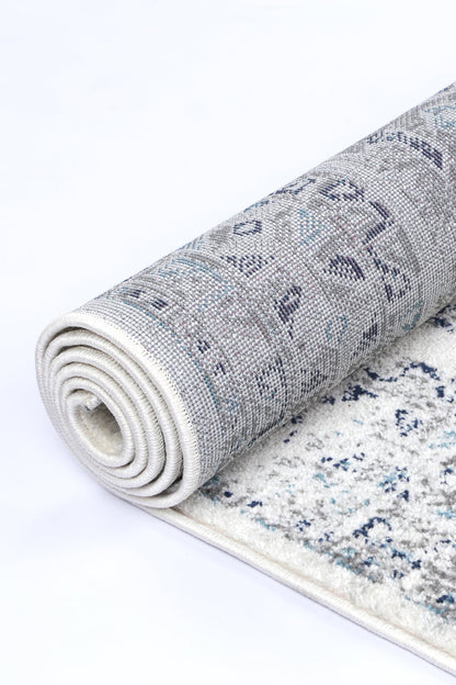 Provence Celts Cream Blue Traditional Rug - PROV14
