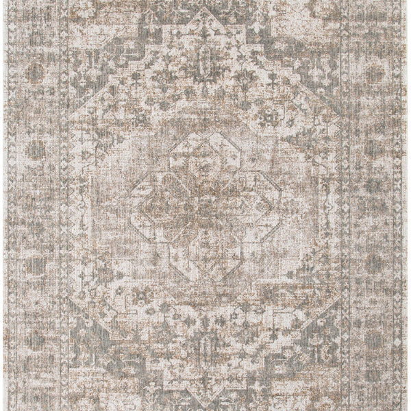 Solenne Cream & Olive Distressed Medallion Vintage Rug - S600