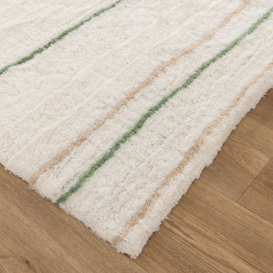 Highlands Olive Stripe Washable Wool Rug