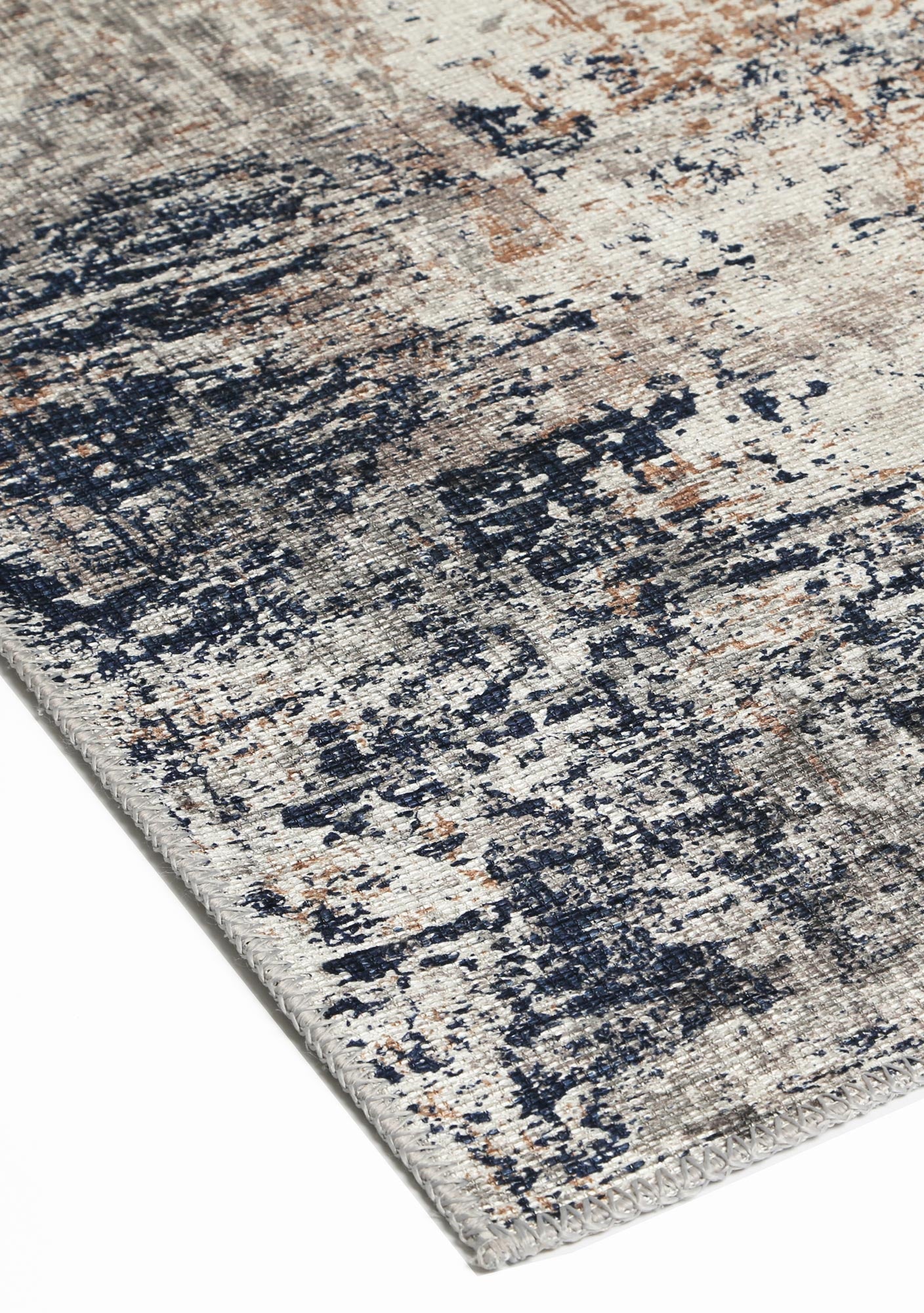 Abstract Echo Blue Grey Washable Rug - VITAL 1693-02