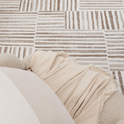 Wellington Geometric Lines Brown Rug - W001