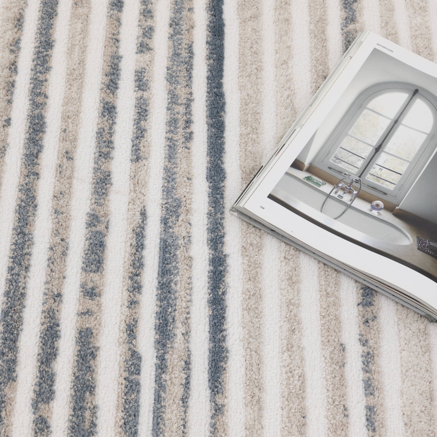 Wellington Geometric Lines Blue Rug - W002