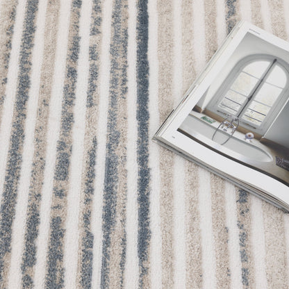 Wellington Geometric Lines Blue Rug - W002