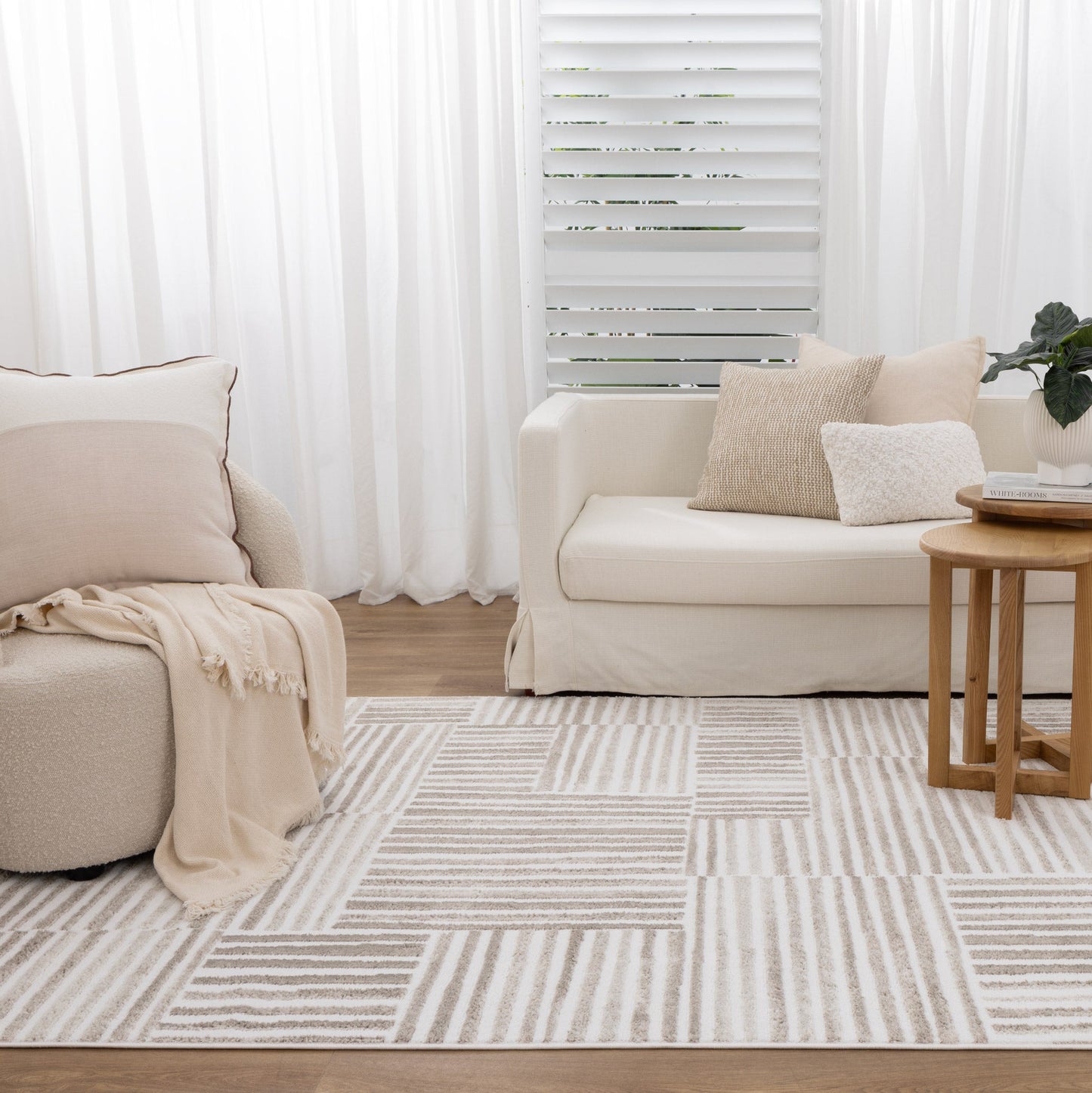 Wellington Geometric Lines Beige Rug - W003