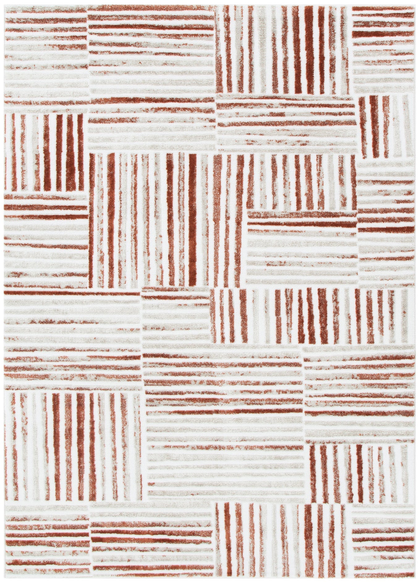 Wellington Geometric Lines Rust Rug - W004