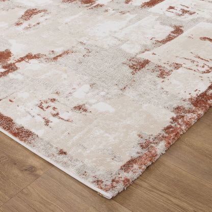 Wellington Abstract Wash Rust Rug - W010