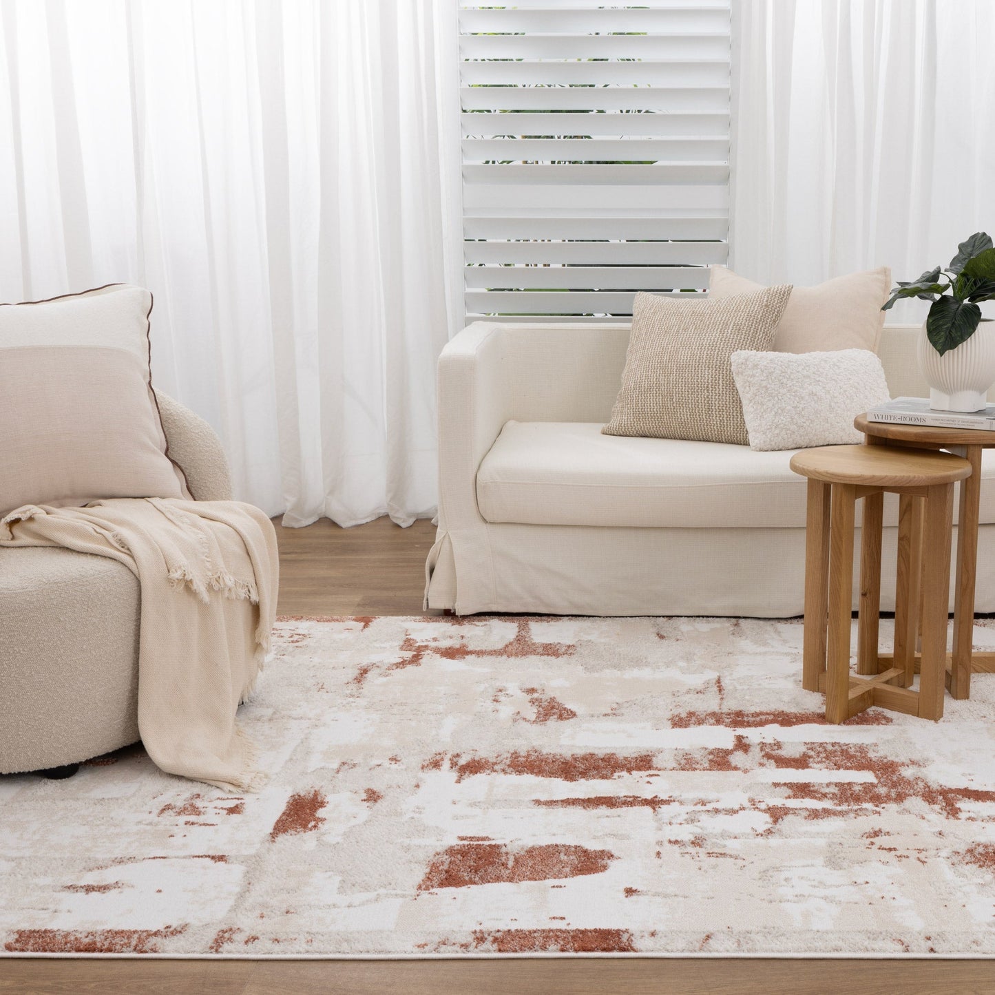 Wellington Abstract Wash Rust Rug - W010
