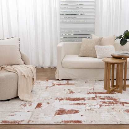 Wellington Abstract Wash Rust Rug - W010