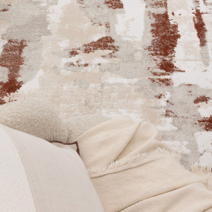 Wellington Abstract Wash Rust Rug - W010