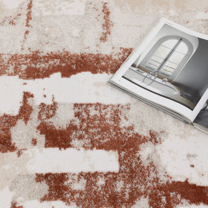 Wellington Abstract Wash Rust Rug - W010