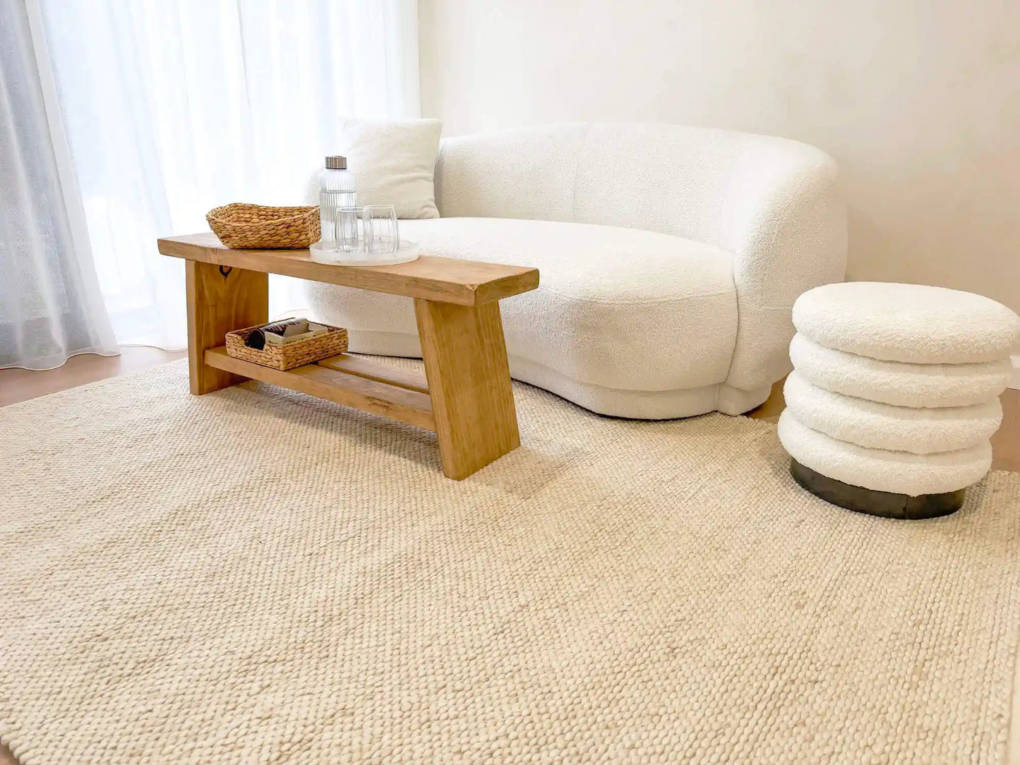 Essence Minimal Wool Weave Beige Rug