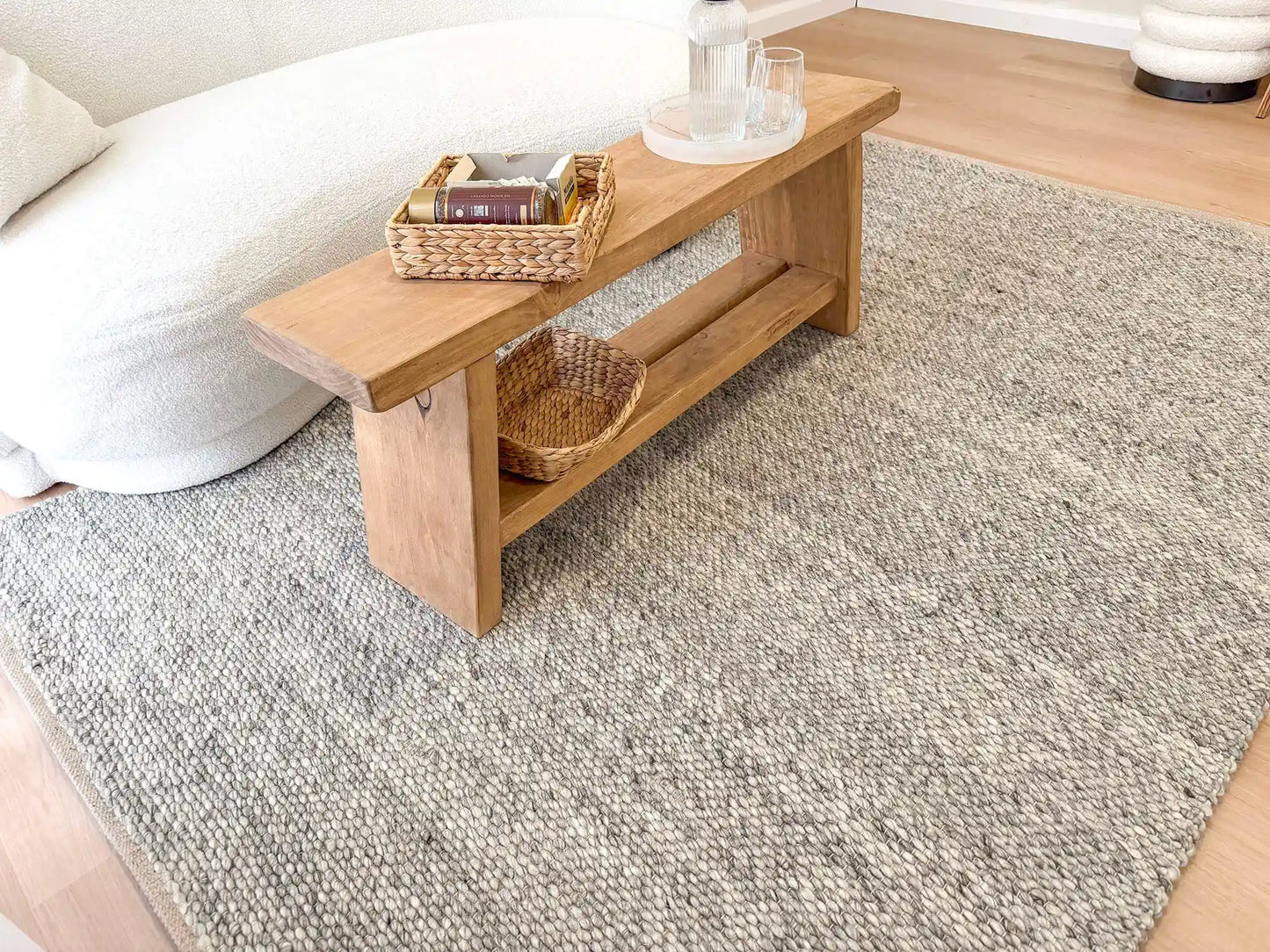 Essence Minimal Wool Weave Grey Rug