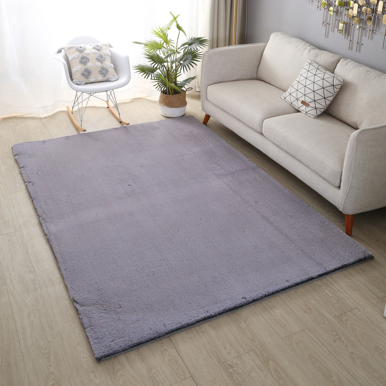 Faux Fur Grey Rug