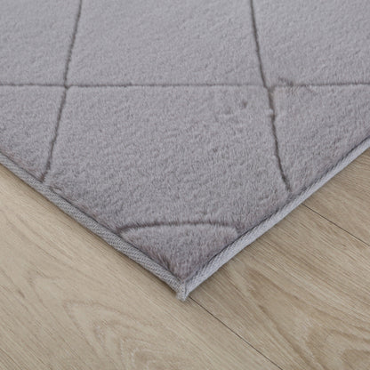 Faux Fur Silver Diamond Rug
